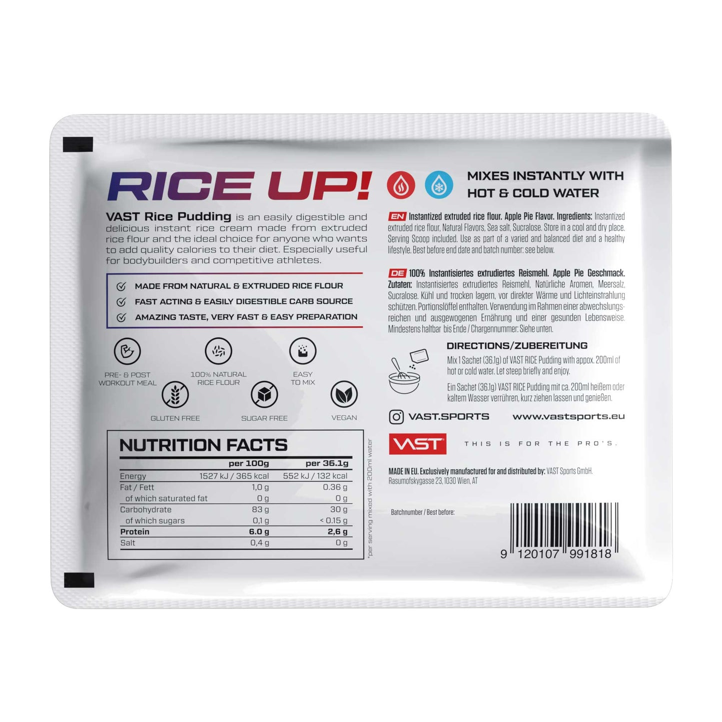 VAST Instant Rice Pudding - Sample (1 Serving)