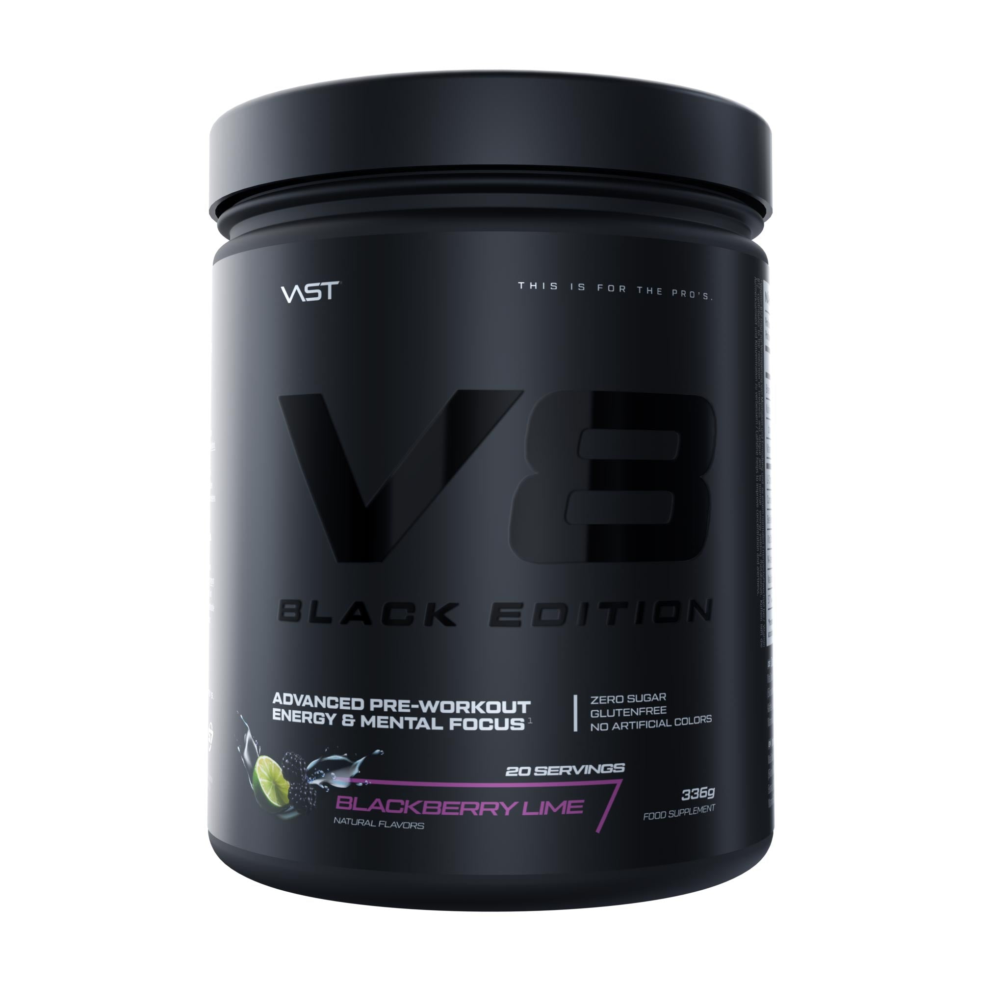V8 Total Energy - Pre Workout Booster - Training Booster - CarnoSyn® BetaPower® Natural Caffeine - Vegan - Sugar Free - 20 Servings - Made In Germany