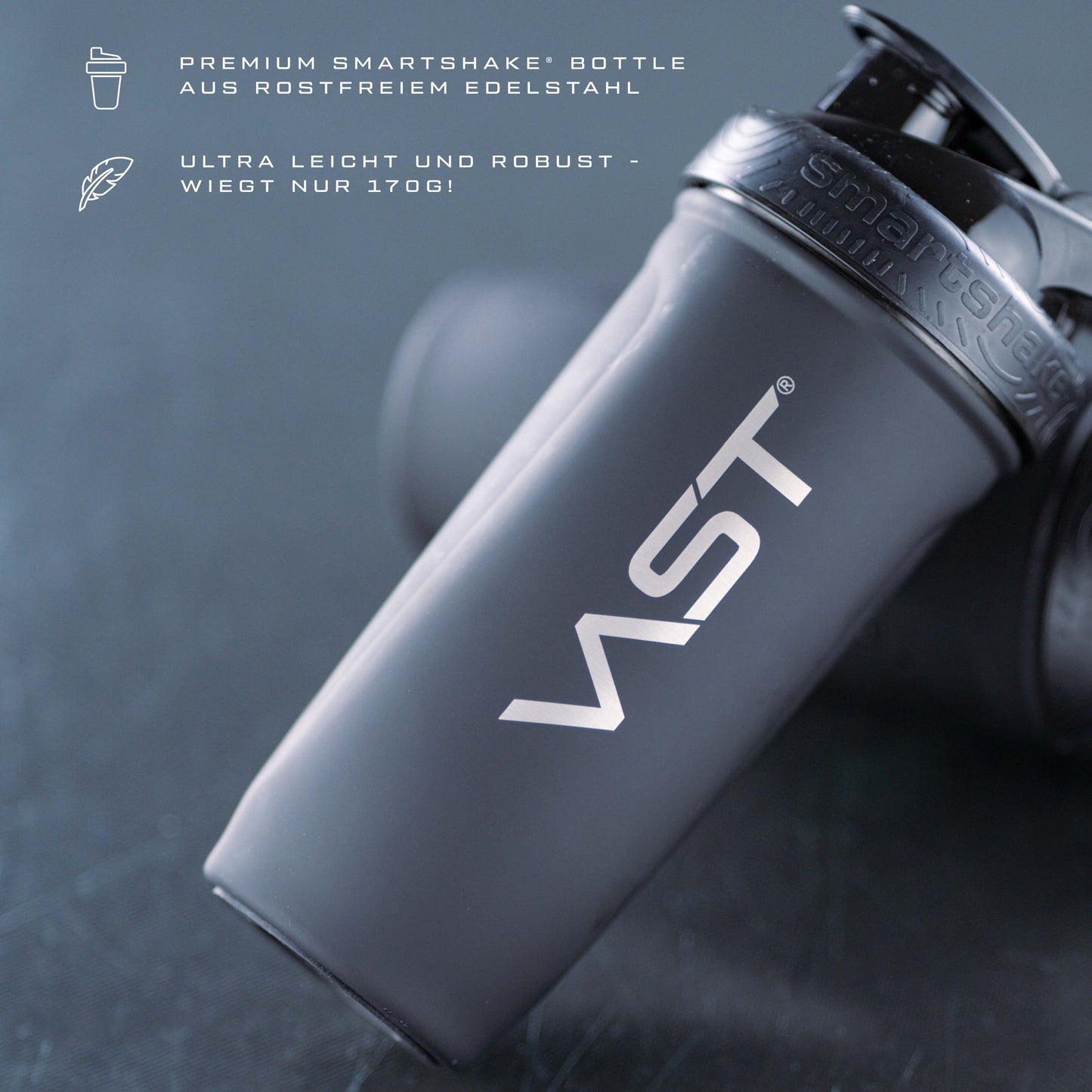 Smartshake® Stainless Steel Shaker - VAST BLACK EDITION 900ml